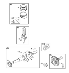 Crankshaft Group Diagram and Parts List for 386447-3332-G1 200000 - 399999 Briggs and Stratton Engine